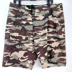 O’Neill Hyperfreak Boardshorts Mens 36 Brown Camo Stretch Swim Trunks Surfwear